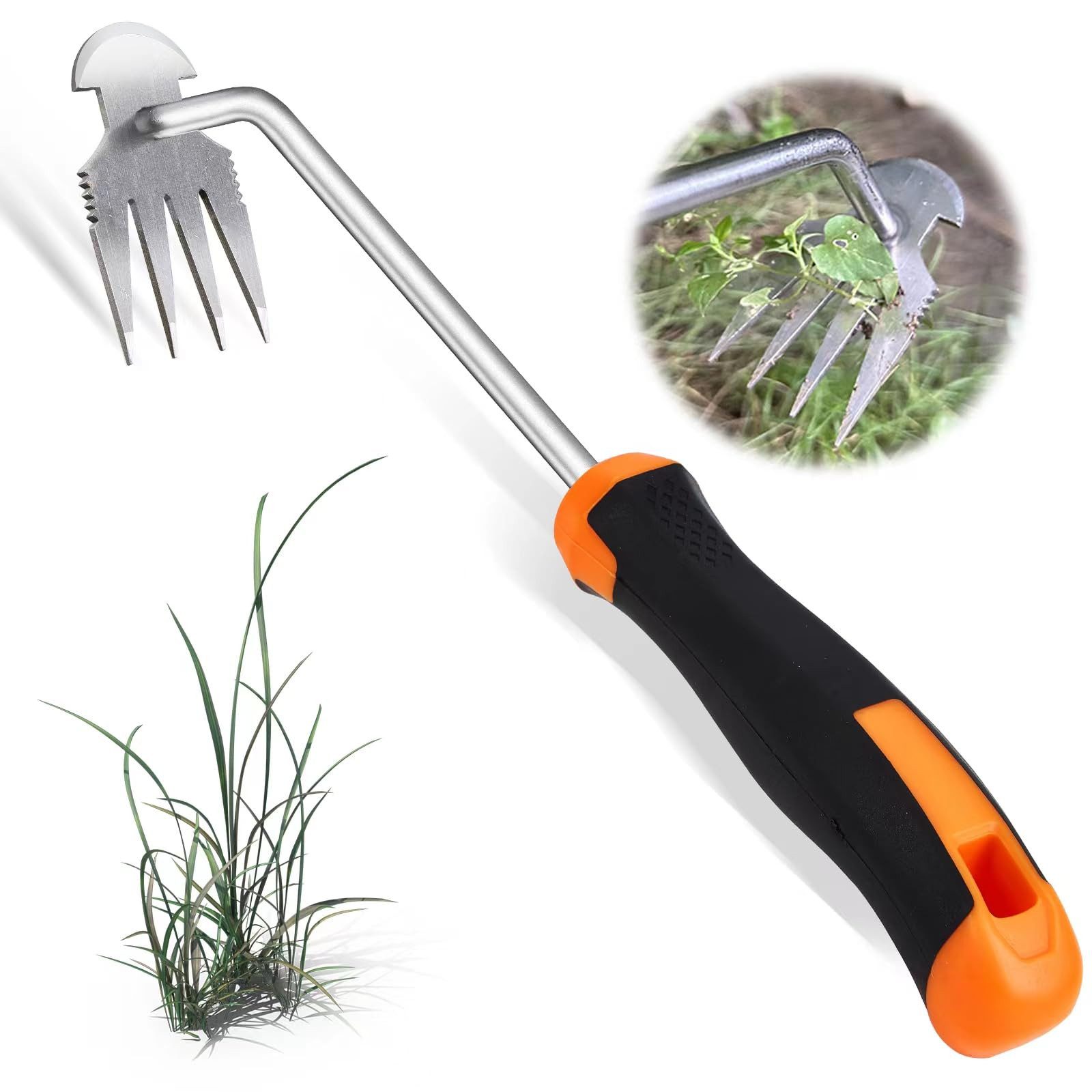 FOUORTUNATE-BEE Unkrautstecher Unkraut Entferner Gerät Edelstahl, (Unkrautjäter Verbesserte Gartenarbeit Hand Unkrautstecher, Fugenkratzer Mit Stiel Gartenwerkzeug Unkrautentferner)
