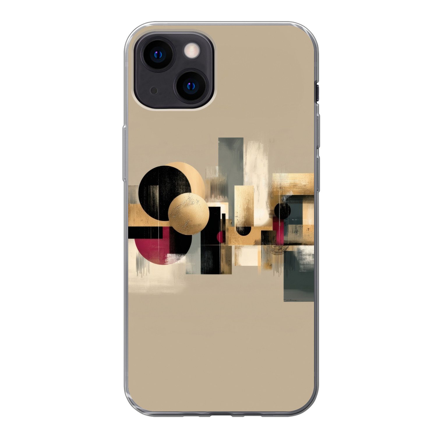 MuchoWow Handyhülle für Apple iPhone 13 Abstrakt - Formen - Beige - Texturen, Smartphone-Bumper, Print, Handy Schutzhülle Dünn