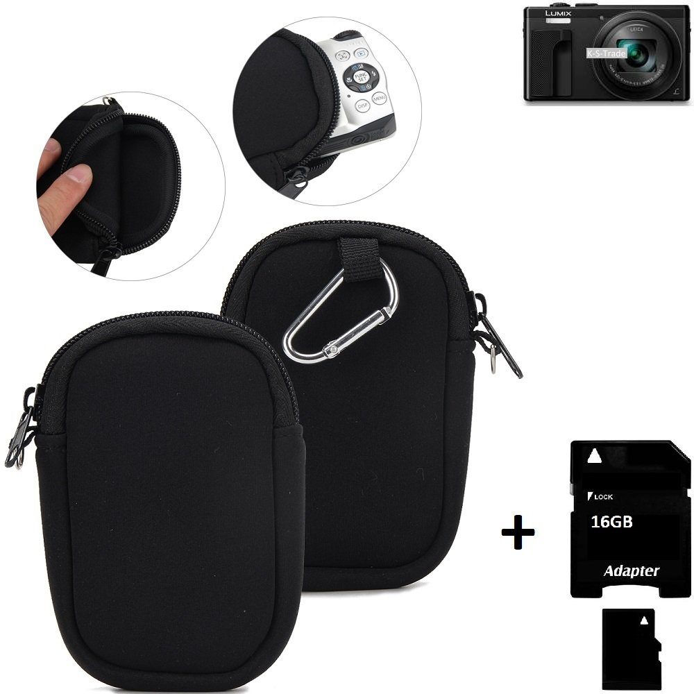 K-S-Trade Kameratasche, Kameratasche kompatibel mit Panasonic Lumix DMC-TZ81  Schutz Hülle Kompaktkamera Tasche Travelbag sleeve case neopren Fototasche  + 16GB SPEICHERKARTE schwarz 1x online kaufen | OTTO