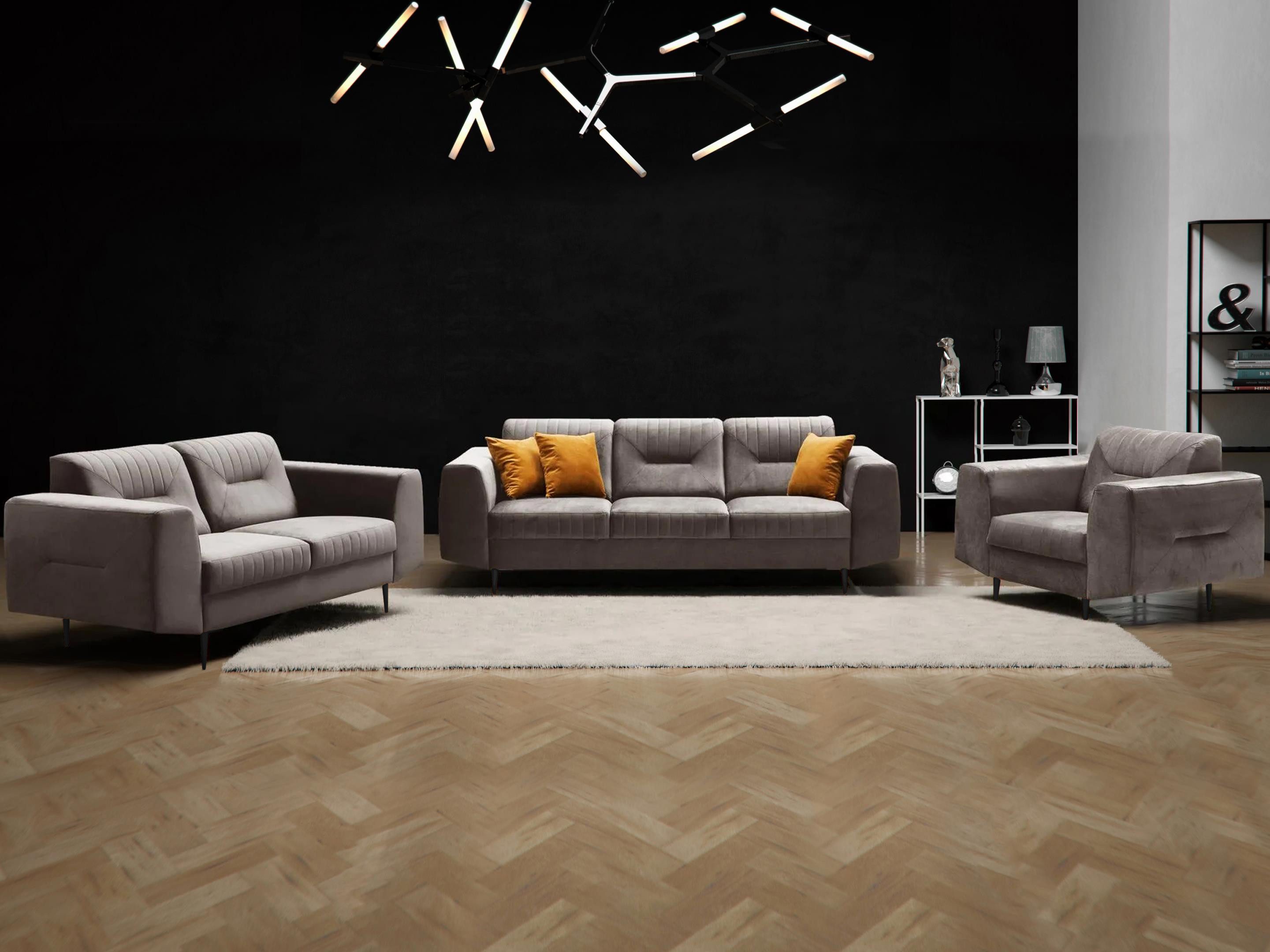 Beautysofa Polstergarnitur im modernen Stil auf hohen Metallbeinen VENEZIA, günstig online kaufen