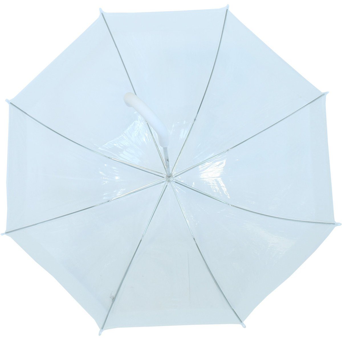 HAPPY RAIN Stockregenschirm Glockenschirm durchsichtig transparent mit Borte, durchsichtig