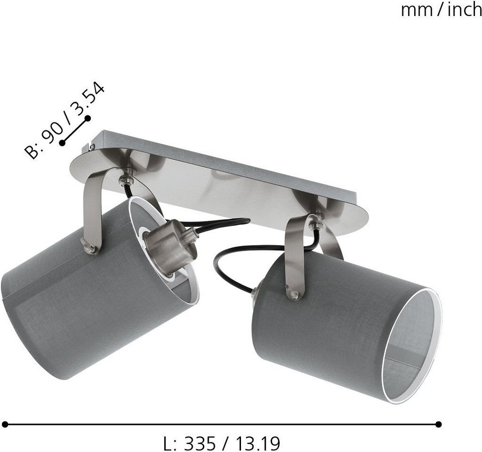 EGLO Deckenspot VILLABATE, Leuchtmittel wechselbar, ohne Leuchtmittel,  Deckenlampe, Länge: ca. 33,5 cm