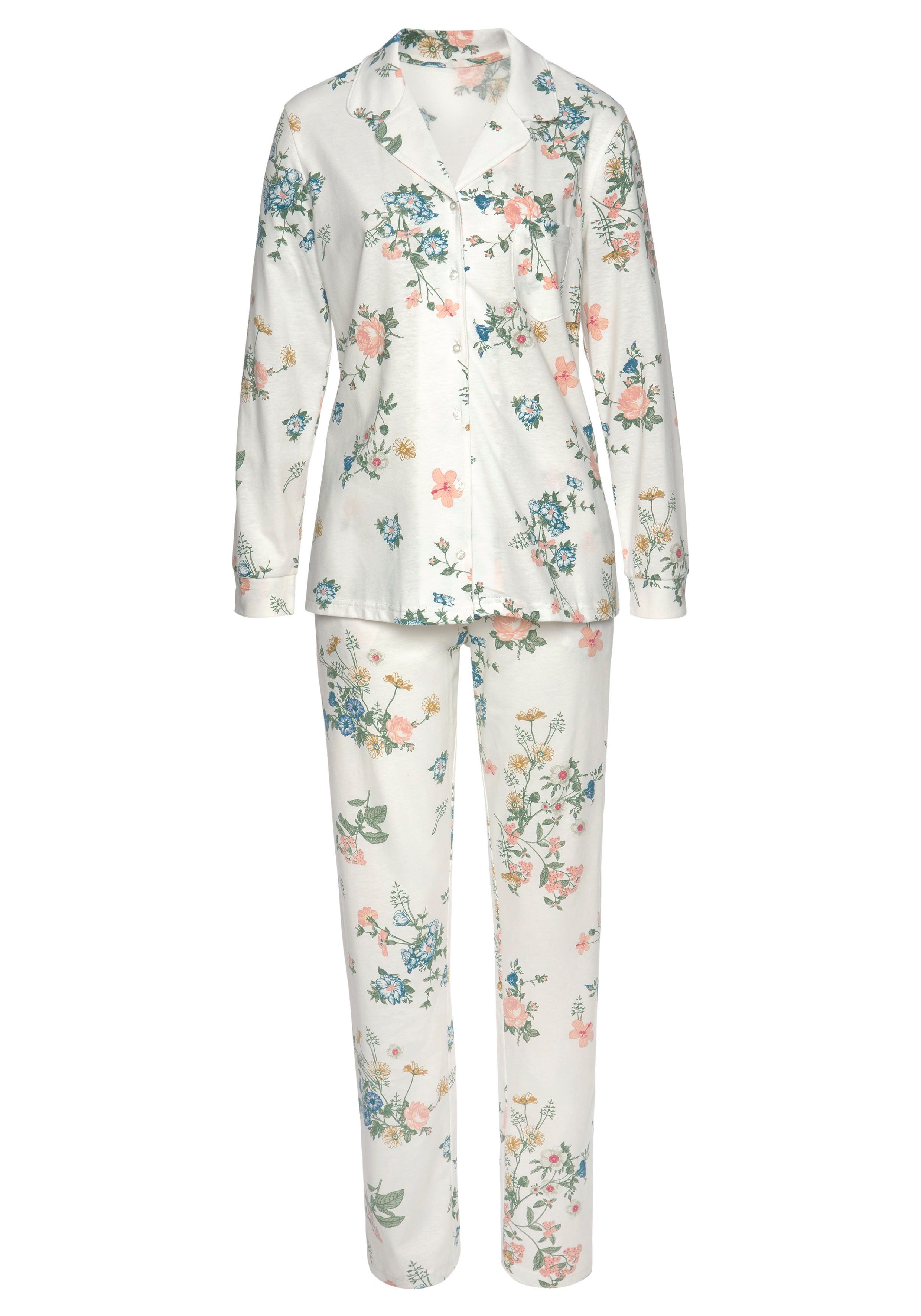 Blumen ecru-allover-geblümt tlg., Vivance 1 Pyjama Stück) mit Print Dreams (2