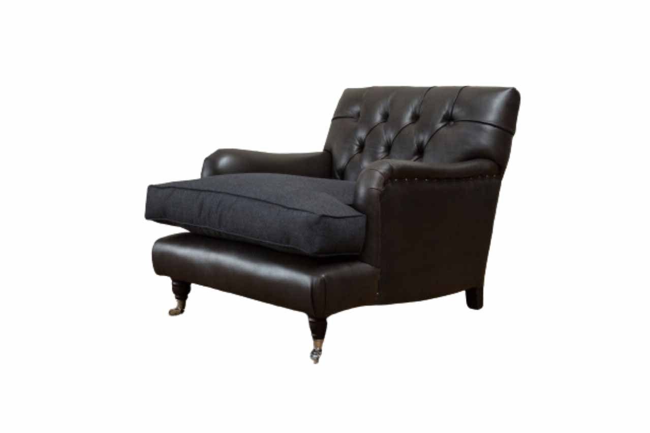 JVmoebel Chesterfield-Sessel Brauner Ledersessel im Chesterfield-Stil mit Edelstahlfüßen (Packung, Sessel), Made in Europa