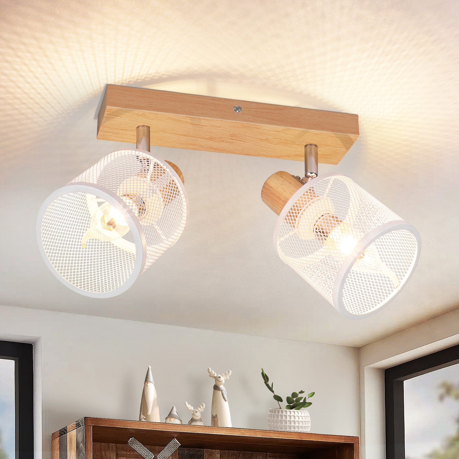 ZMH Deckenstrahler 2 Flammig E14 Vintage Schwarz/Weiß Küchenlampe Wohnzimme günstig online kaufen