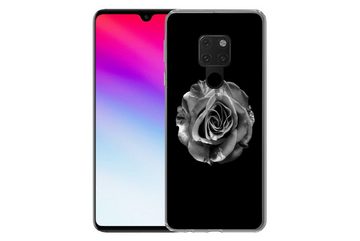 MuchoWow Handyhülle Blumen - Rose - Schwarz - Weiß - Botanisch, Handyhülle Huawei P40 Lite, Handy Case, Silikon, Bumper Case