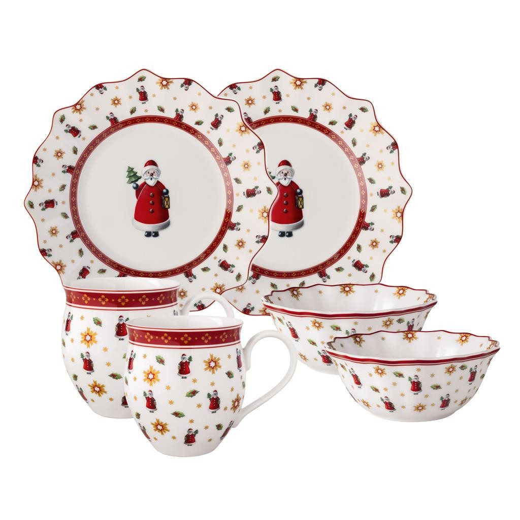 Villeroy & Boch Frühstücks-Geschirrset Toy's Delight Frühstücks-Set Santa 6er Set (6-tlg), 2 Personen, Porzellan