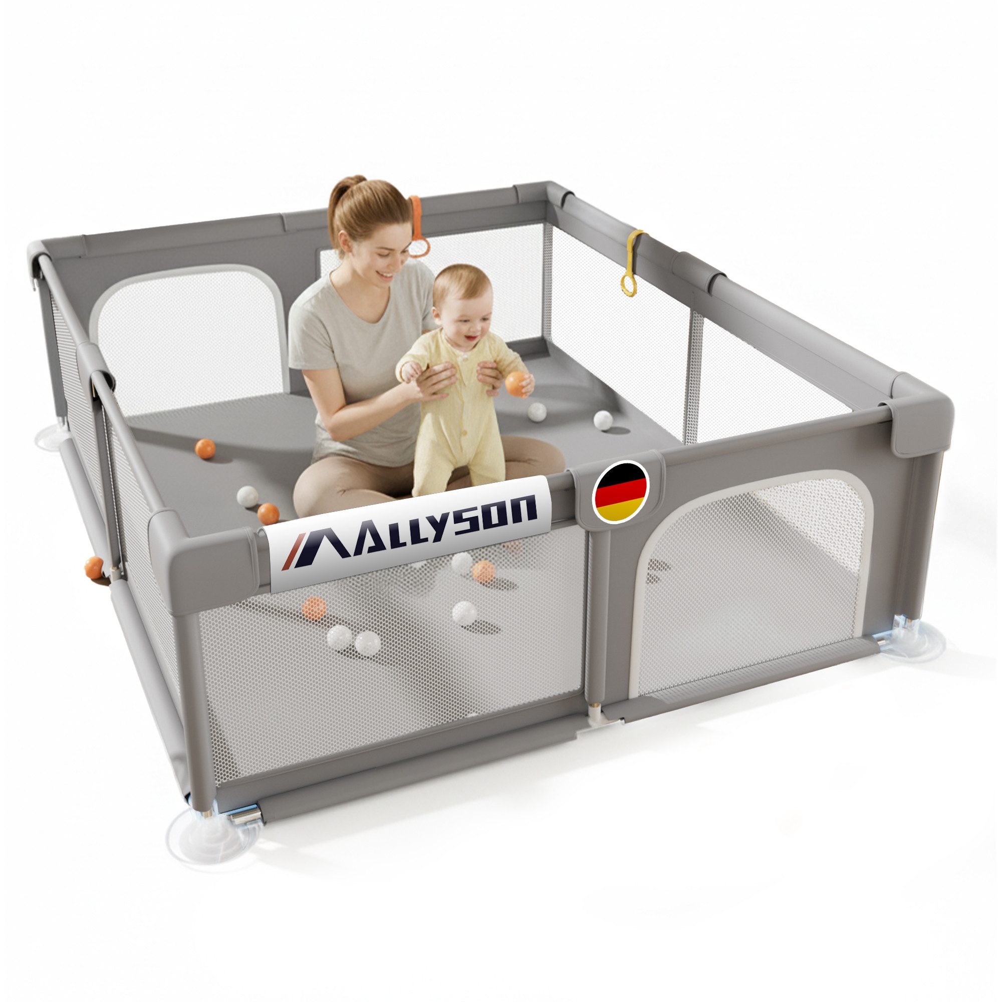 Allyson Laufgitter Faltbarer Laufstall Baby mit Matte, Baby Playpen Kinderl günstig online kaufen
