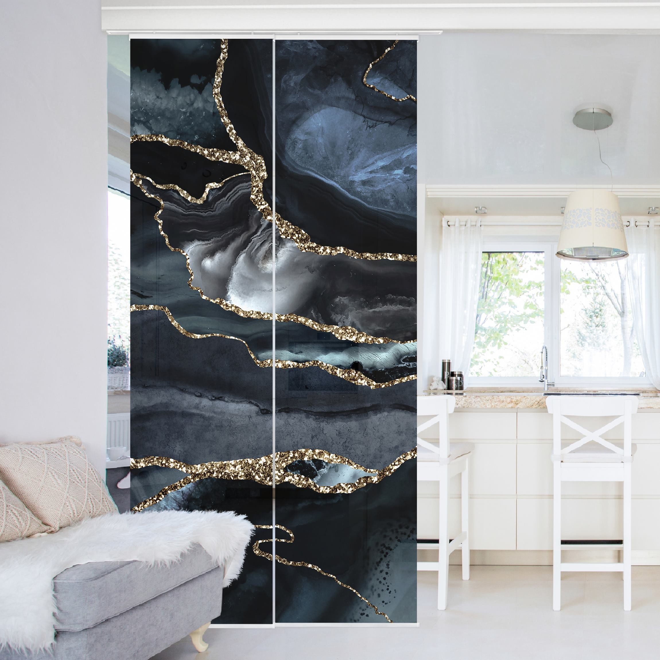 Bilderdepot24 Schiebegardine modern Flächenvorhang blickdicht Schwarz günstig online kaufen