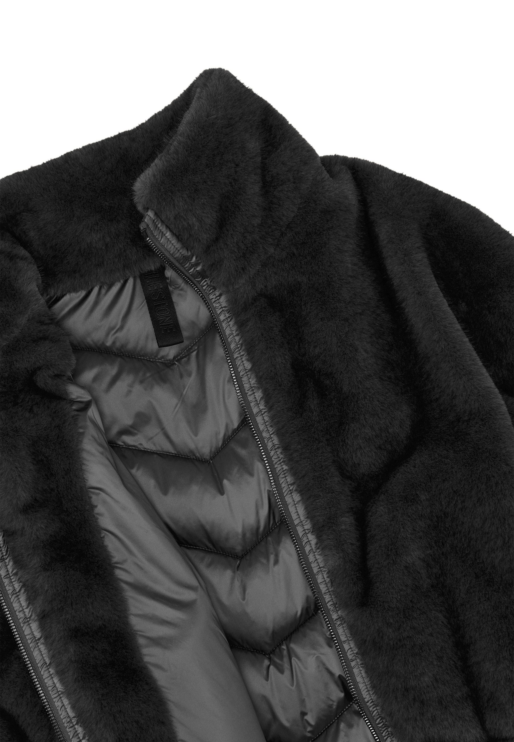 MILESTONE Fellimitatjacke MSDenise Damen Kunstfelljacke Übergangsjacke mit Tunnelzug