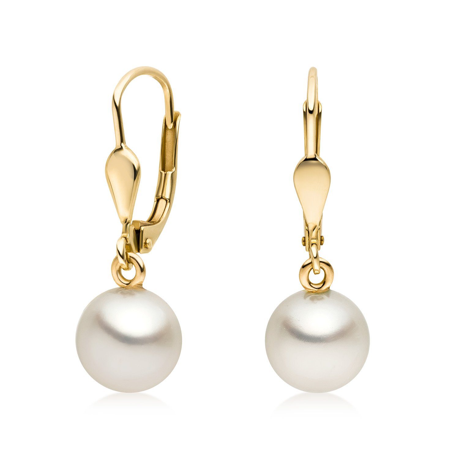 Materia Perlenohrringe Damen Süßwasserzuchtperlen Weiß mit Brisuren GO-12, günstig online kaufen