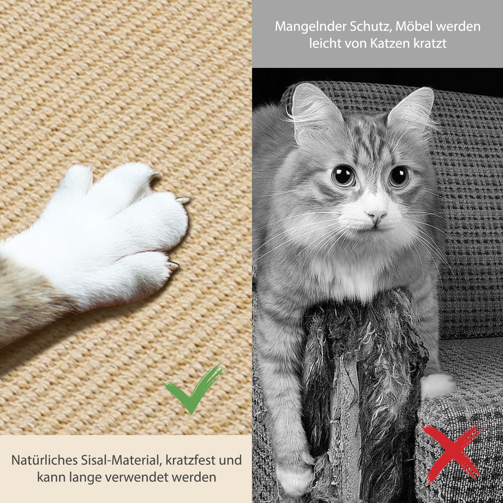 nobleza Kratzmatte 2 Stück Kratzmatte Katze Sisal Kratzbretter Katzen