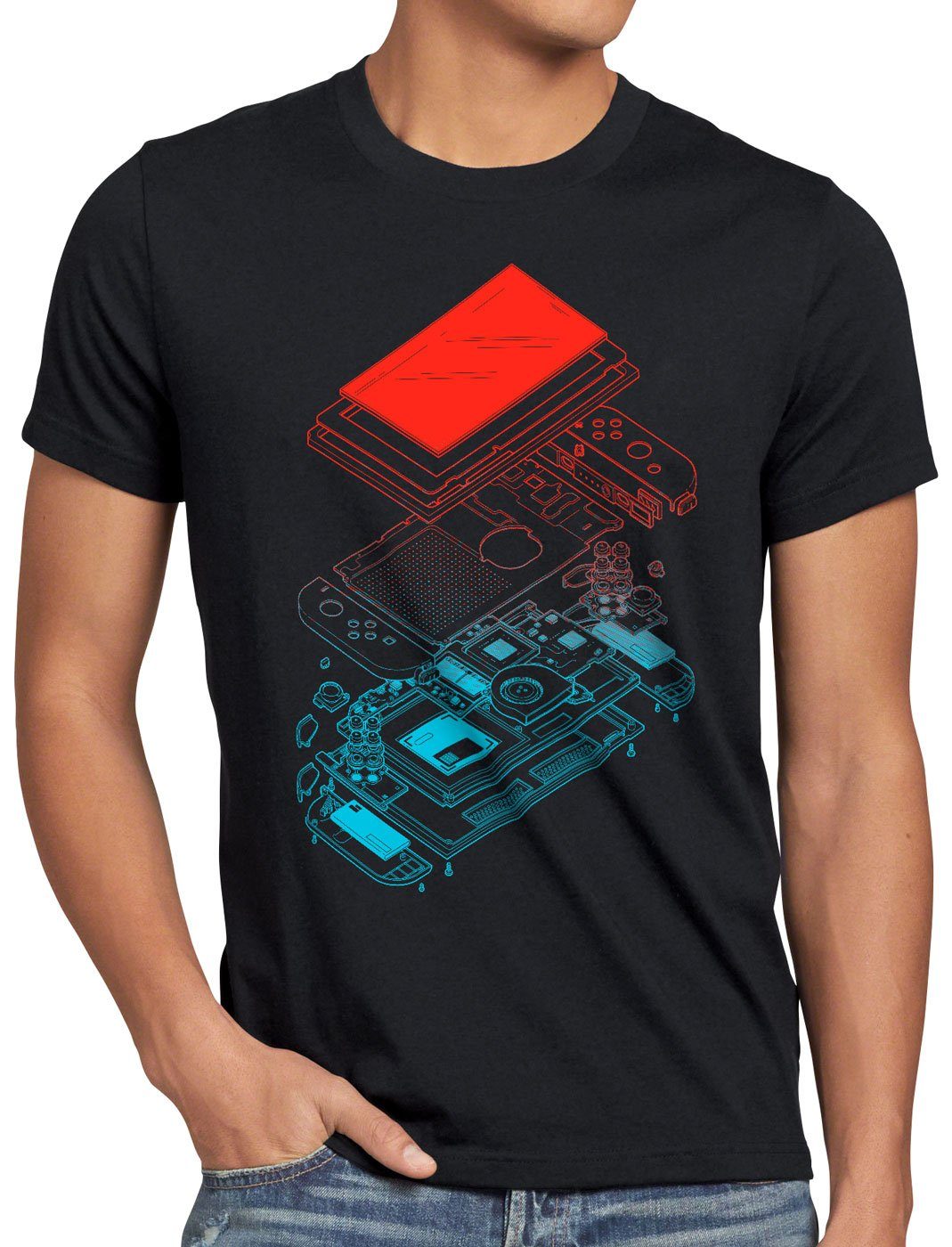 T-Shirt style3 Herren pro joy-con konsole Print-Shirt Switch gamer Exploded