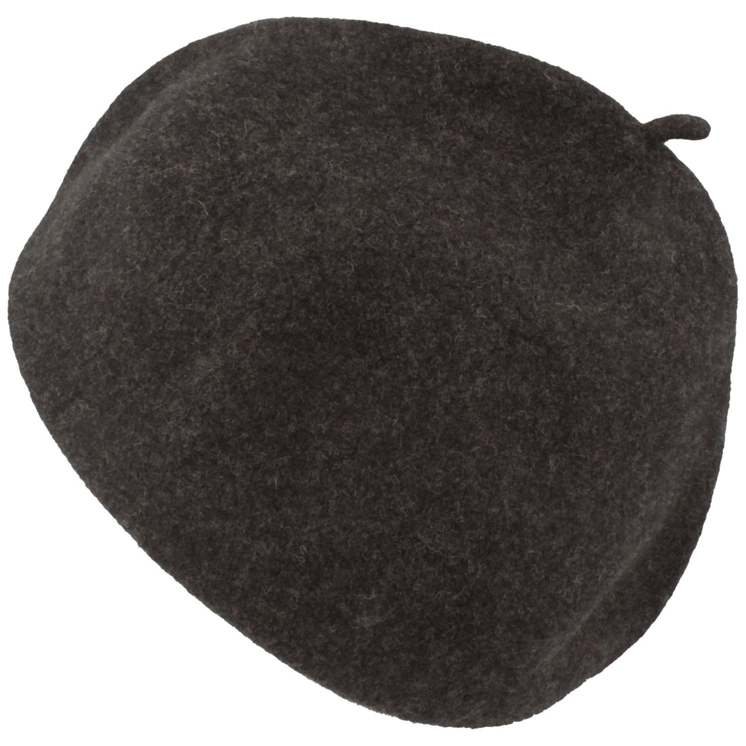 Baskenmütze Beanie schwarz-meliert Walkmütze Stegbaske 100% Long Wolle Kopka aus
