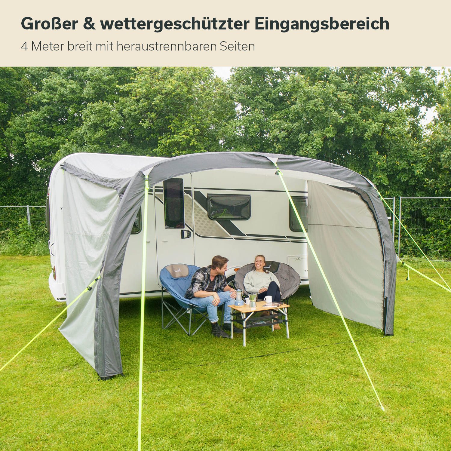 Skandika Vorzelt Vika Air Caravan 400 mit 2 Seitenwänden, aufblasbares Vordach mit Seitenwand, Caravan Tarp, Sonnensegel