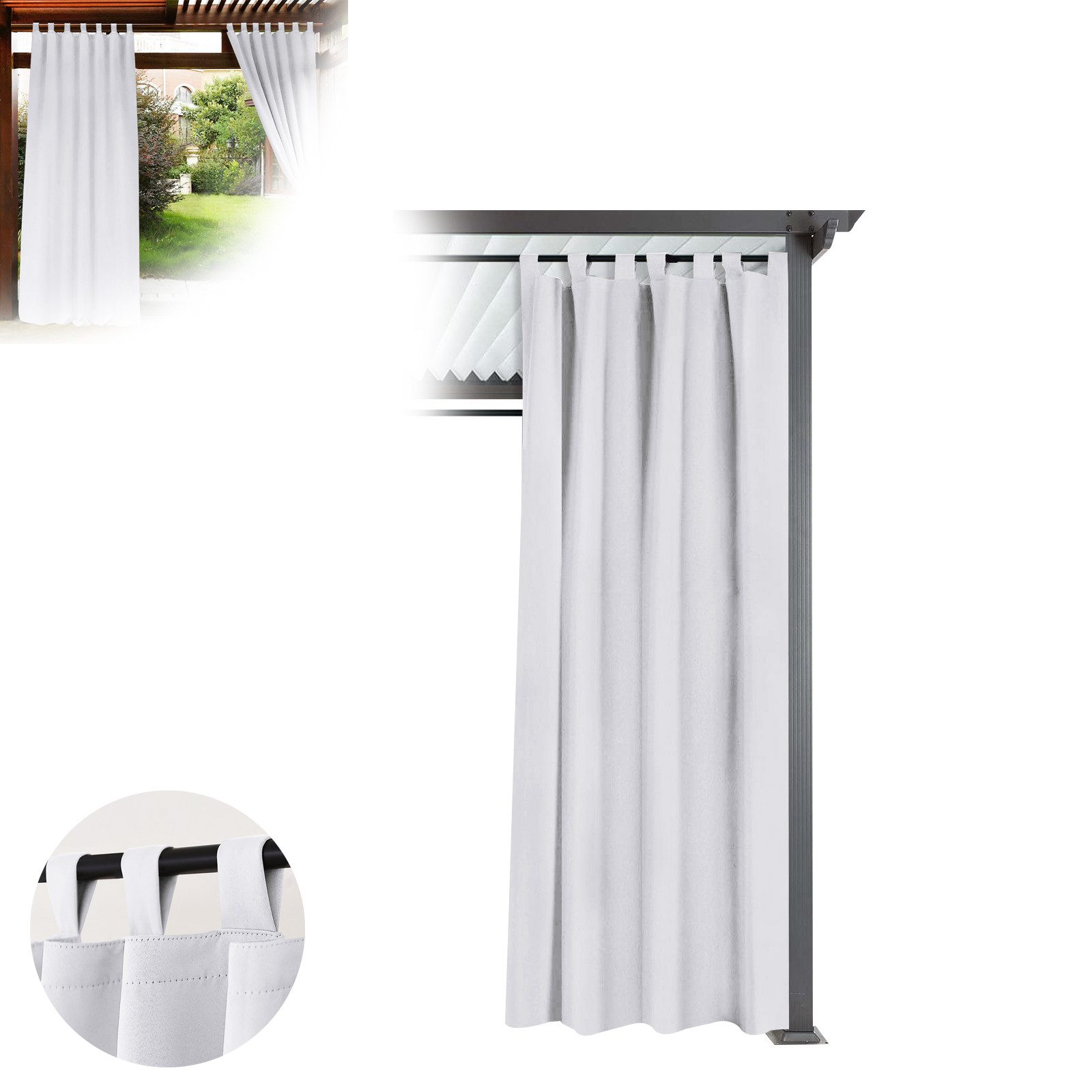 BTTO V&G Schiebegardine Verdunkelungsvorhang Wärmeisolierte OutdoorVorhänge,Wasserdicht (1 St), Schlaufen Magic Tape Gardinen, Blickdicht Terrassenpaneele