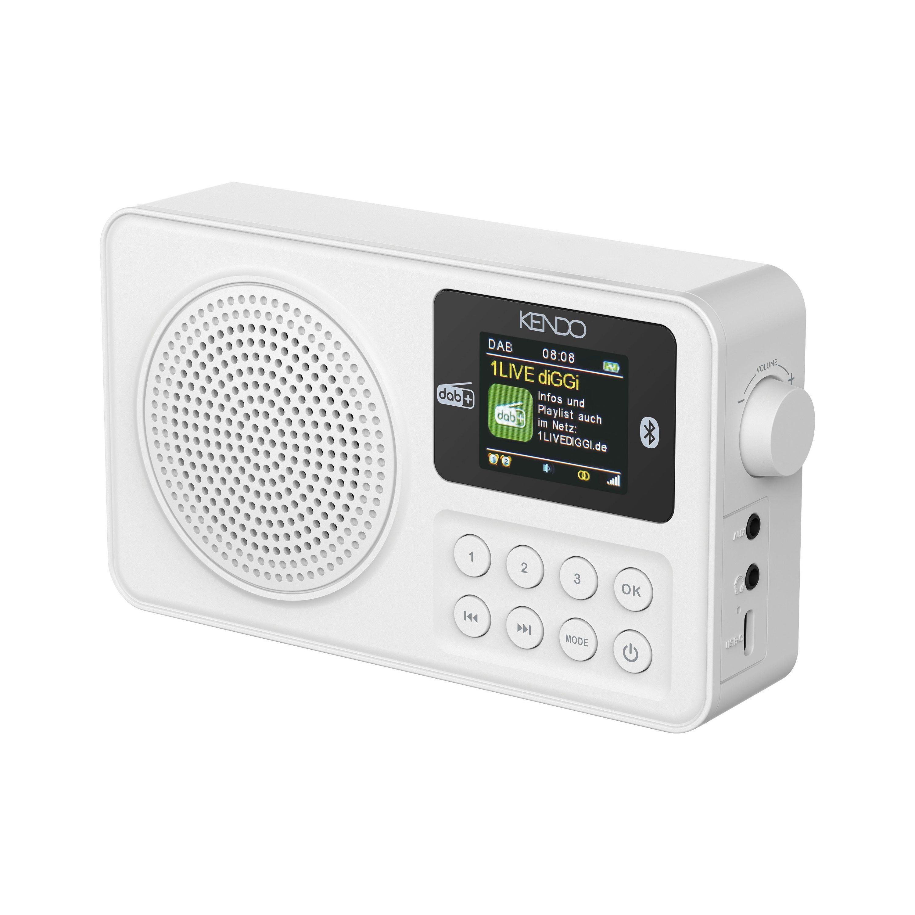 Kendo KENDO 24EX white Radio (Tragbares DAB+ Radio mit integriertem Akku, LCD-Display und Bluetooth)