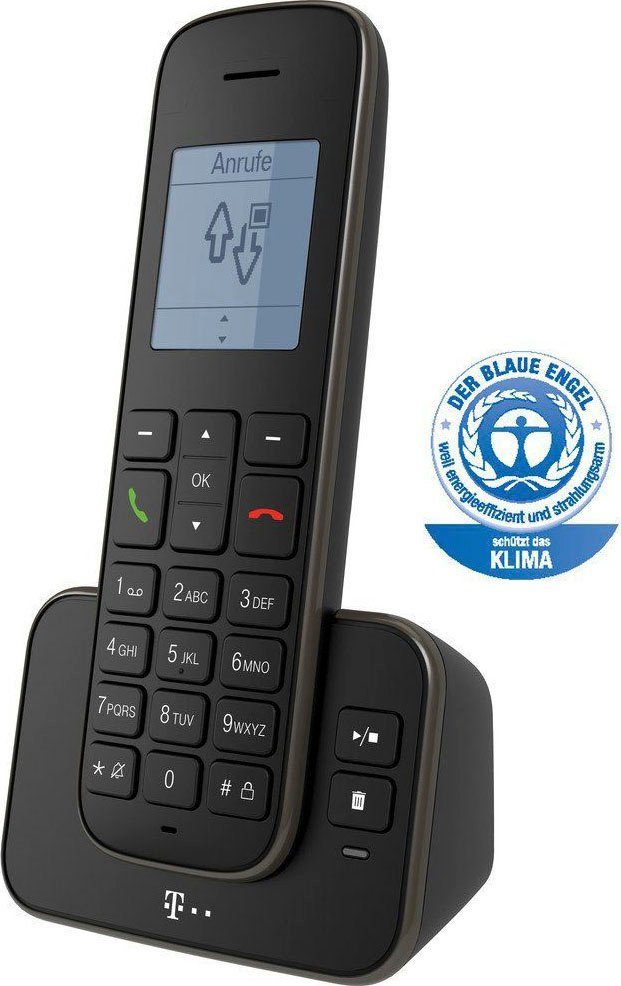 Telekom Sinus A207 Schnurloses DECT-Telefon (Mobilteile: 1,  Erweiterungsmöglichkeit für bis zu 5 Mobilteile), Zertifikat Blauer Engel:  Offizielles Umweltzeichen des Umweltbundesamtes