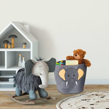 relaxdays Aufbewahrungsbox Aufbewahrungskorb für Kinder, Elefant
