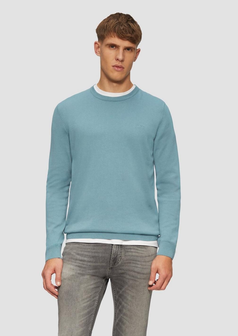 s.Oliver Rundhalspullover Casual (1-tlg) Rundhals. langarm, Logo-Stickerei