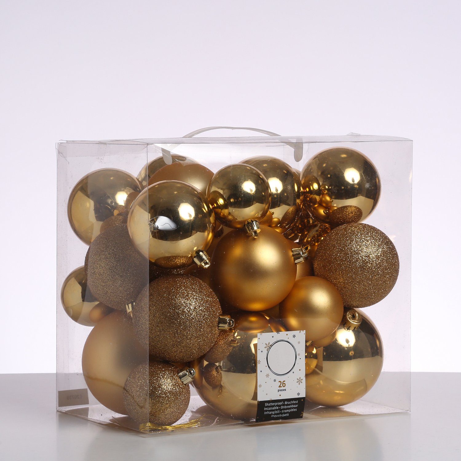 MARELIDA Weihnachtsbaumkugel Christbaumkugel Weihnachtskugel bruchfest glänzend matt gold 26er Set (26 St) | Weihnachtskugeln