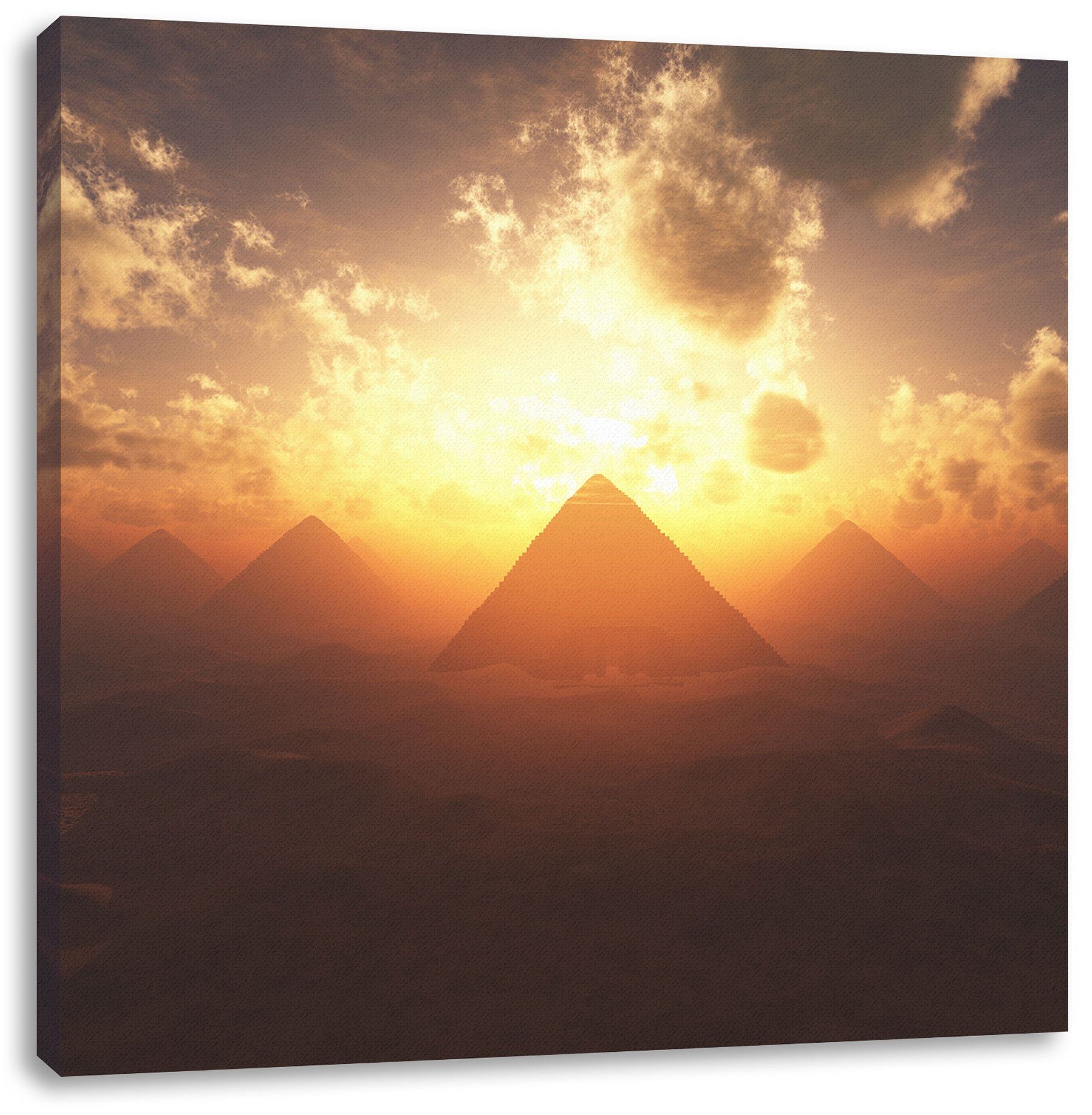 Pixxprint Leinwandbild Pyramiden beim Sonnenuntergang, Pyramiden beim Sonnenuntergang (1 St), Leinwandbild fertig bespannt, inkl. Zackenaufhänger