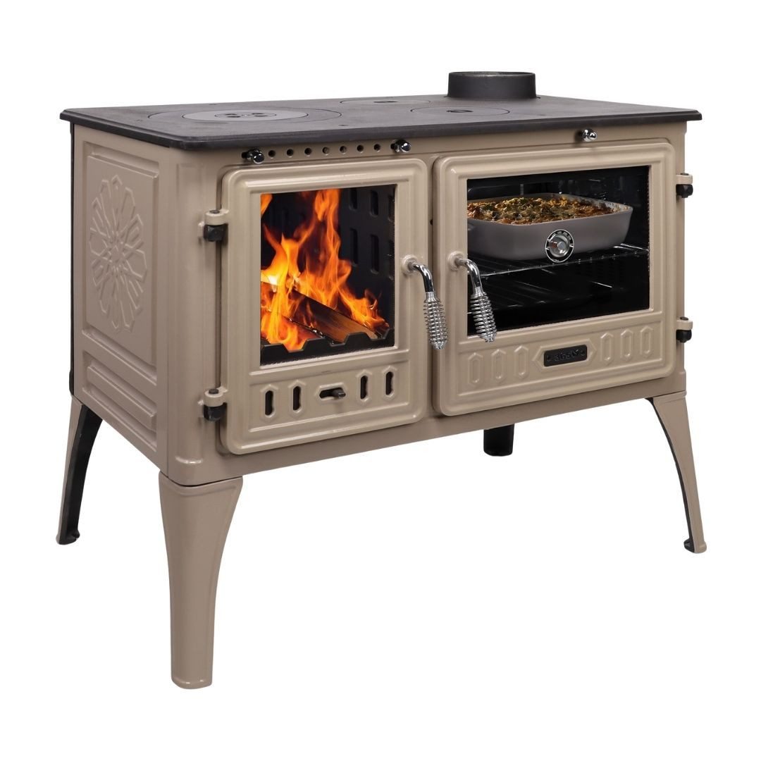 365 Kaminofen 365® Küchenherd Cook Lite beige emailliert 8,5 kW Gusseisen A+, 8,5 kW