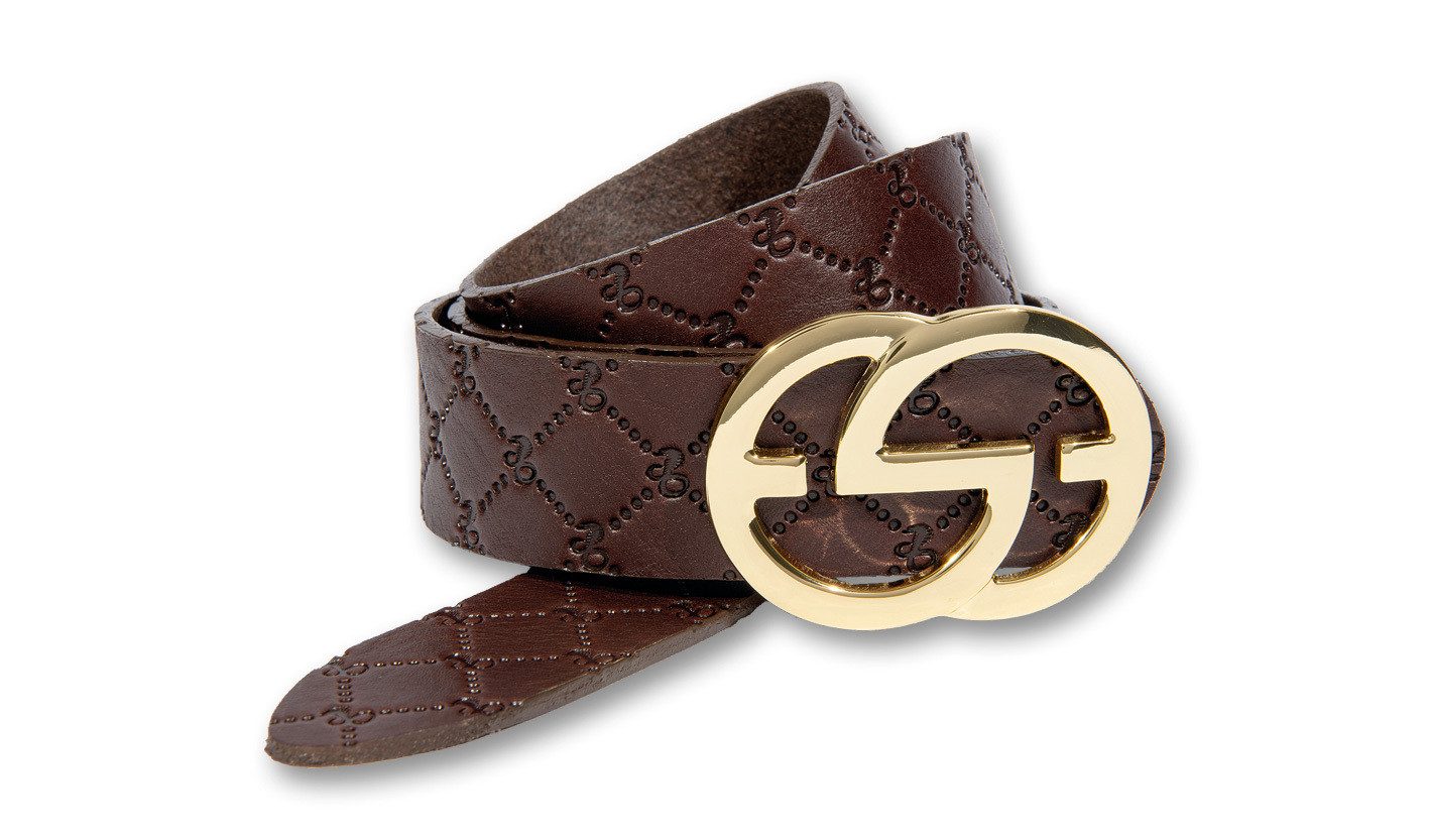 Silbergift Ledergürtel Ledergürtel mit Rautenprägung und Designschließe günstig online kaufen