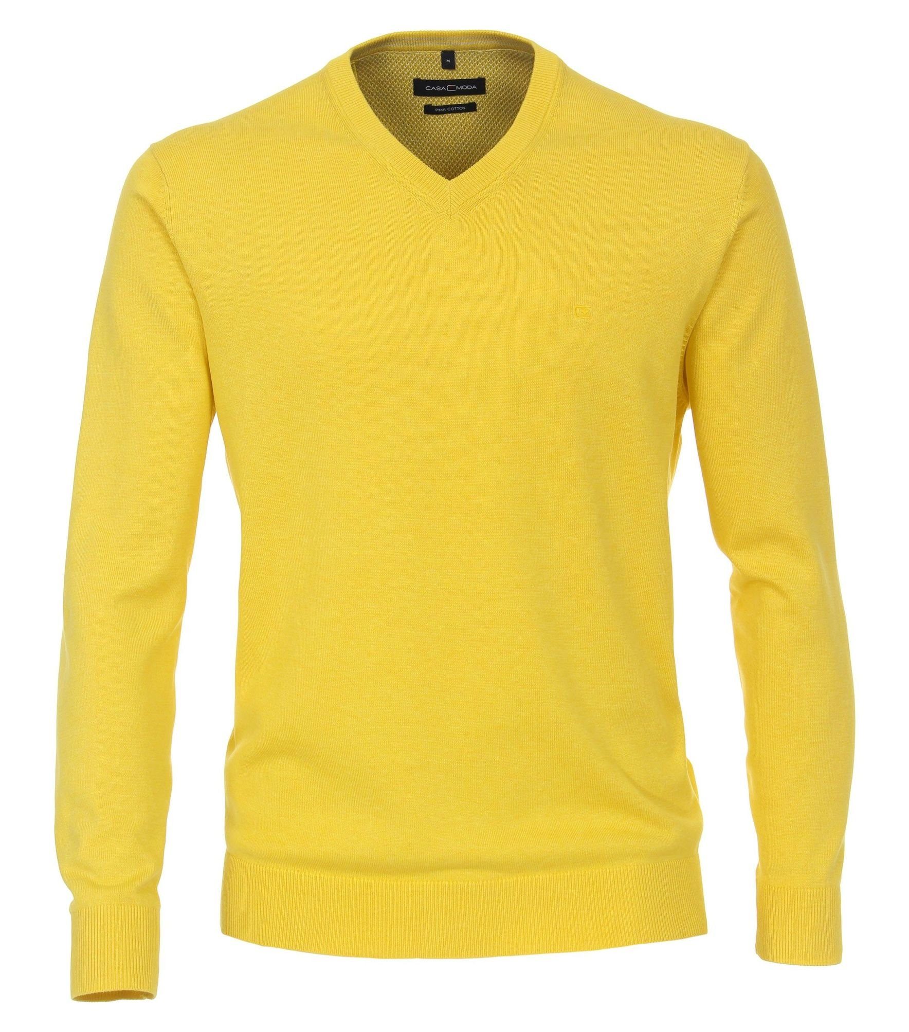 V-Ausschnitt-Pullover CASAMODA gelb PIMA-Baumwolle 004430 (536)