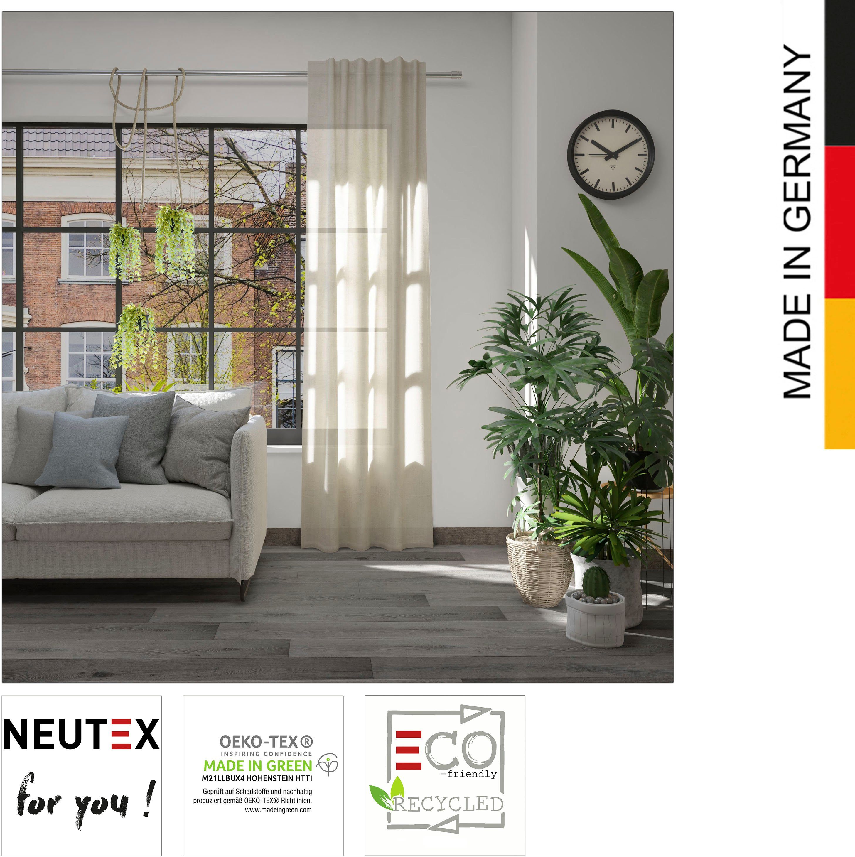 Vorhang Leon Eco, Neutex for St), natur halbtransparent, nachhaltig (1 you!, Multifunktionsband