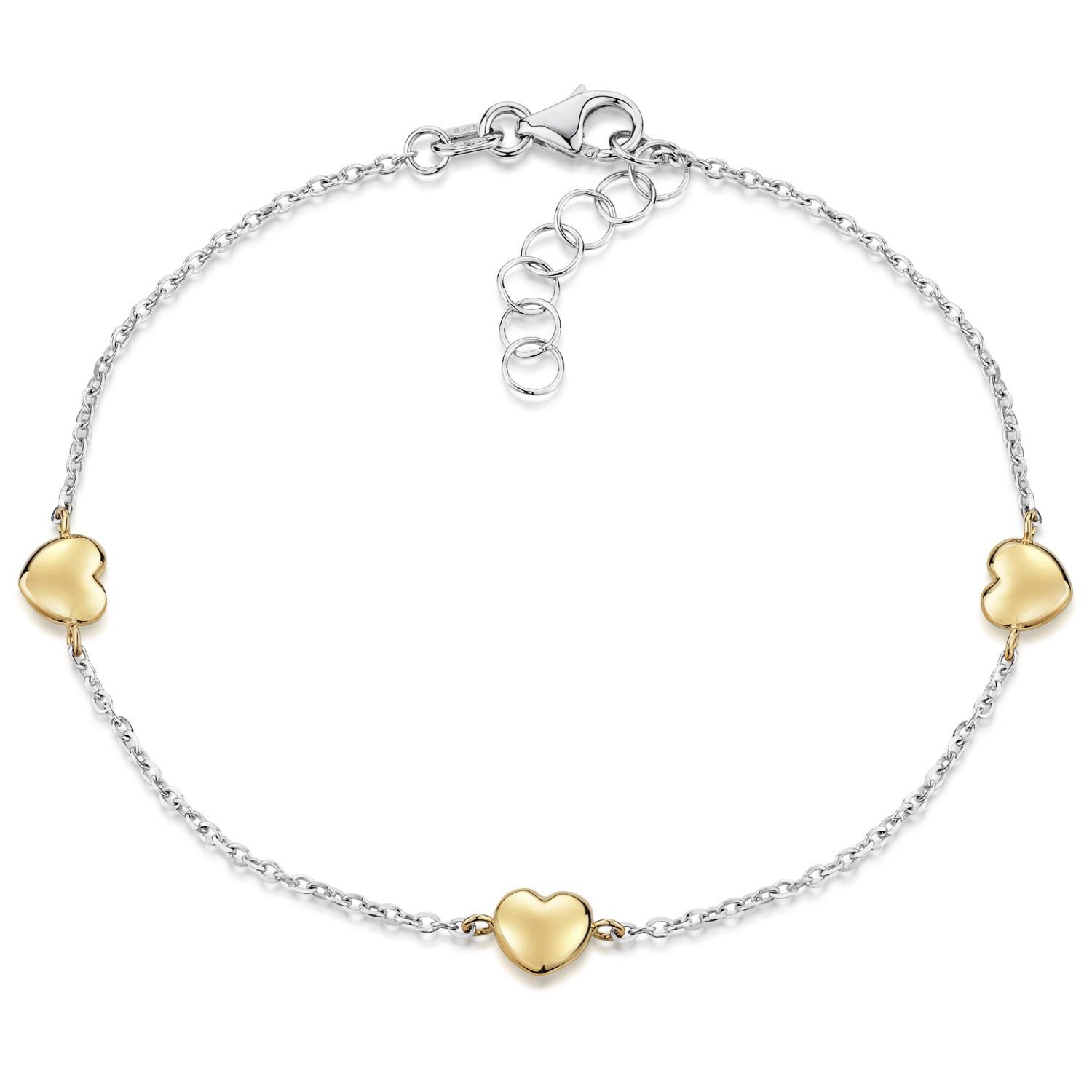 Materia Goldarmband Herzen Bicolor Gelbgold Weißgold GA-18, 357 Gelbgold, 357 Weißgold. € 339,95