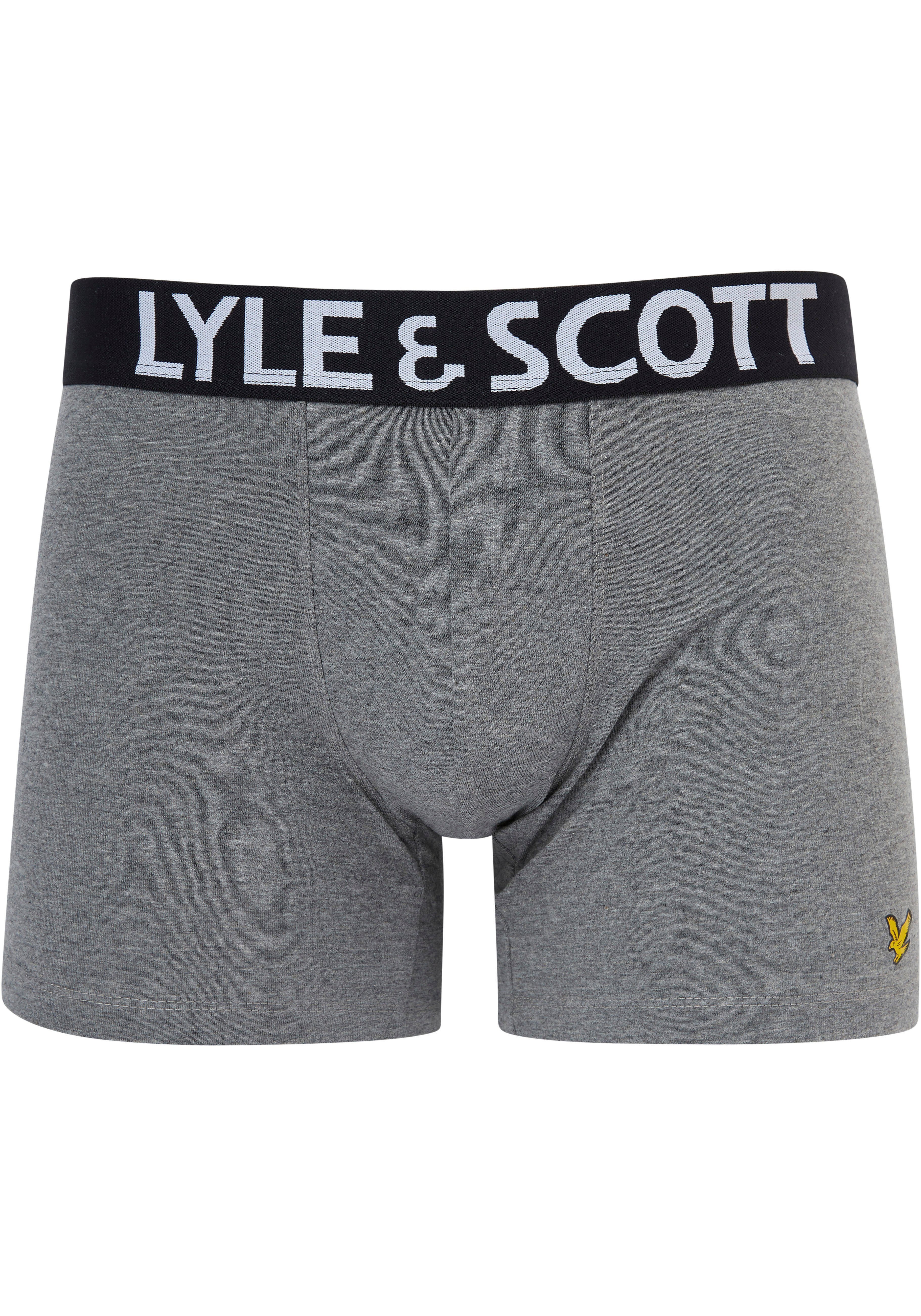 Lyle & Scott Boxershorts marl 3-St) white/grey black/bright Logo-Elastikbund DANIEL (Packung, mit