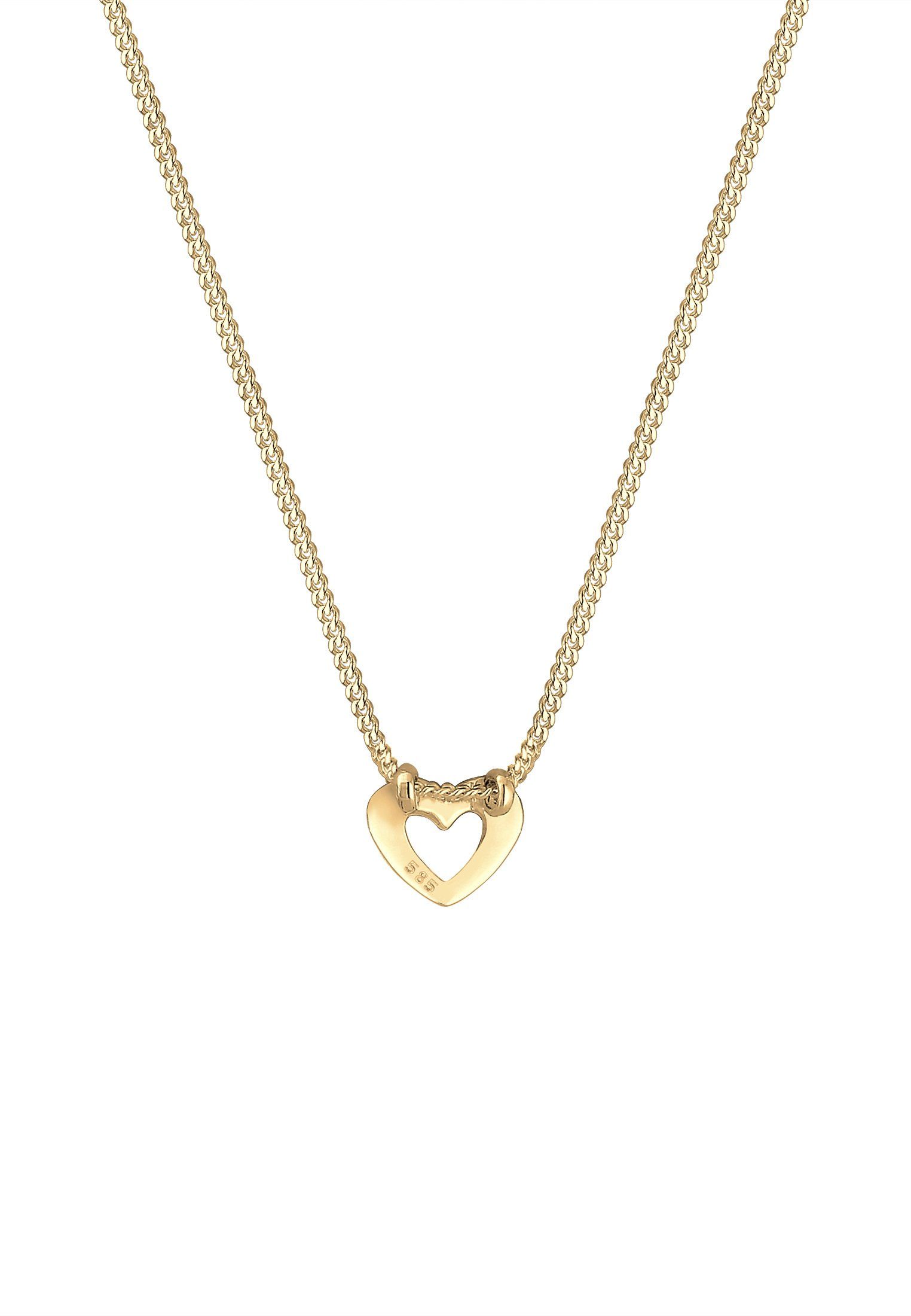 Elli Premium Kette mit Anhänger Anhänger Herz 585 Gelbgold
