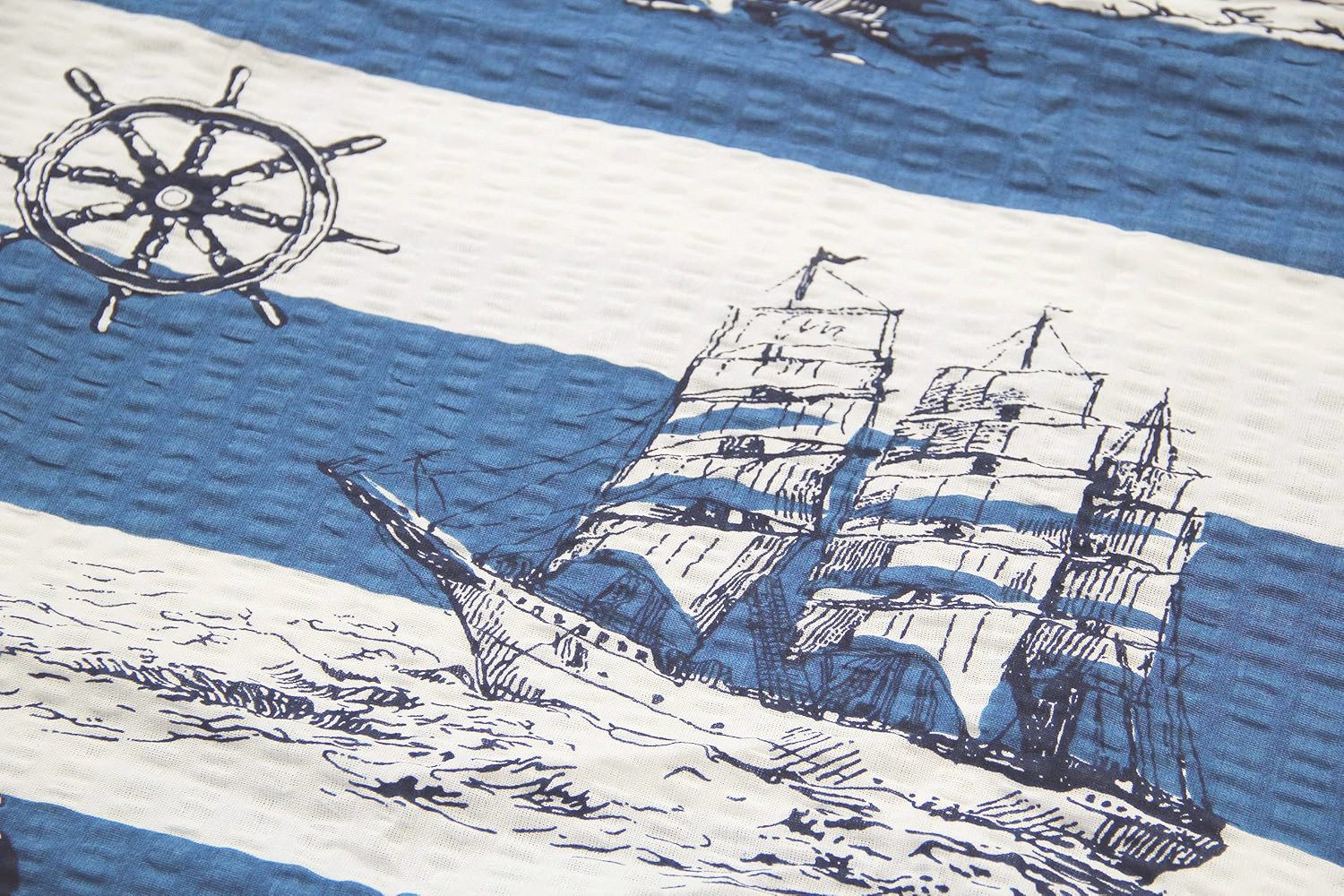 Heubergshop Bettwäsche, Seersucker, 2 teilig, 135x200cm + 80x80cm Leuchtturm Maritime Anker 100% Baumwolle (736-2)