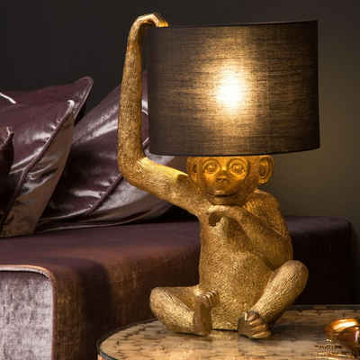 click-licht Tischleuchte Affentischlampe Chimp in Gold mit Schirm aus Baumw, :, Leuchtmittel enthalten: Nein, warmweiss, Tischleuchte, Nachttischlampe, Tischlampe