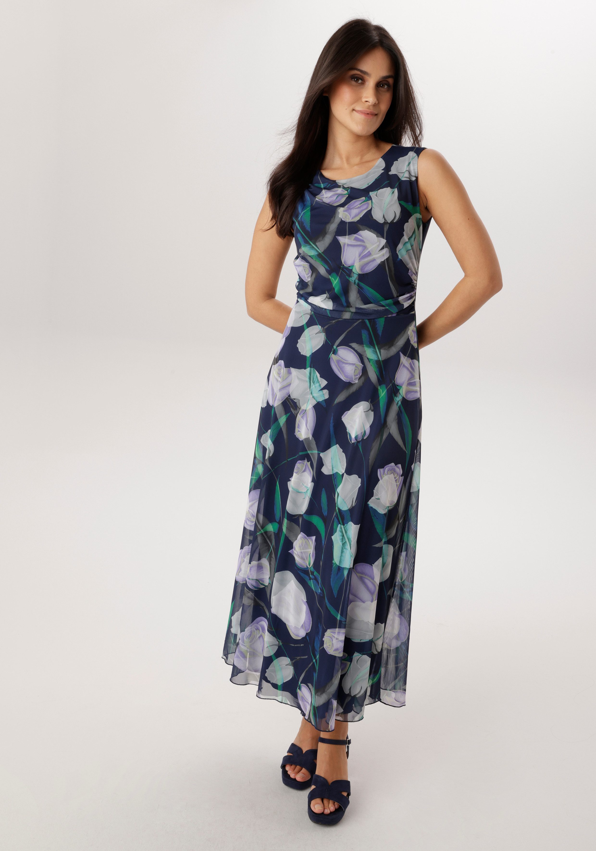 Aniston SELECTED Midikleid in Mesh-Qualiät und floralem Blütendruck