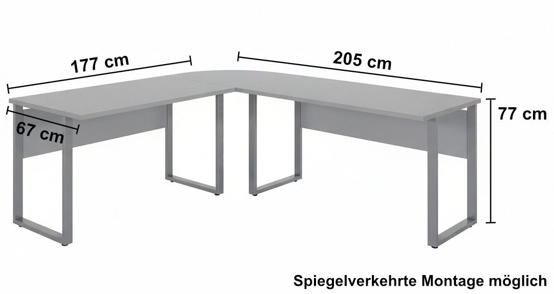 moebel-dich-auf Büromöbel-Set TABOR PRO Set 1, (abschließbar, 7-tlg., Winkelschreibtisch + Rollcontainer + 2 Aktenschränke + 2 Aktenregale), Metallgriffe