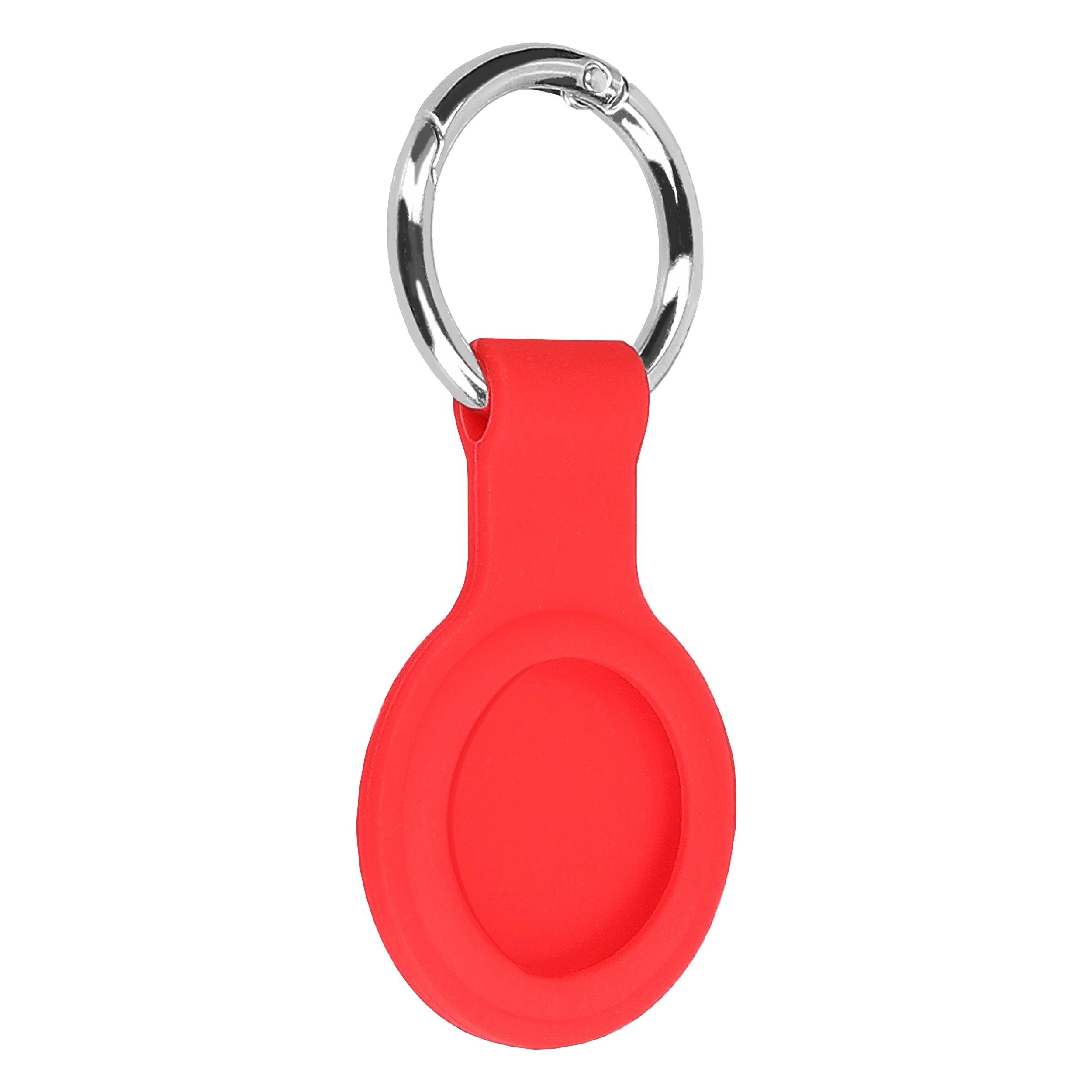 Cradys Schlüsselanhänger Schlüsselanhänger für AirTag aus Silikon rot
