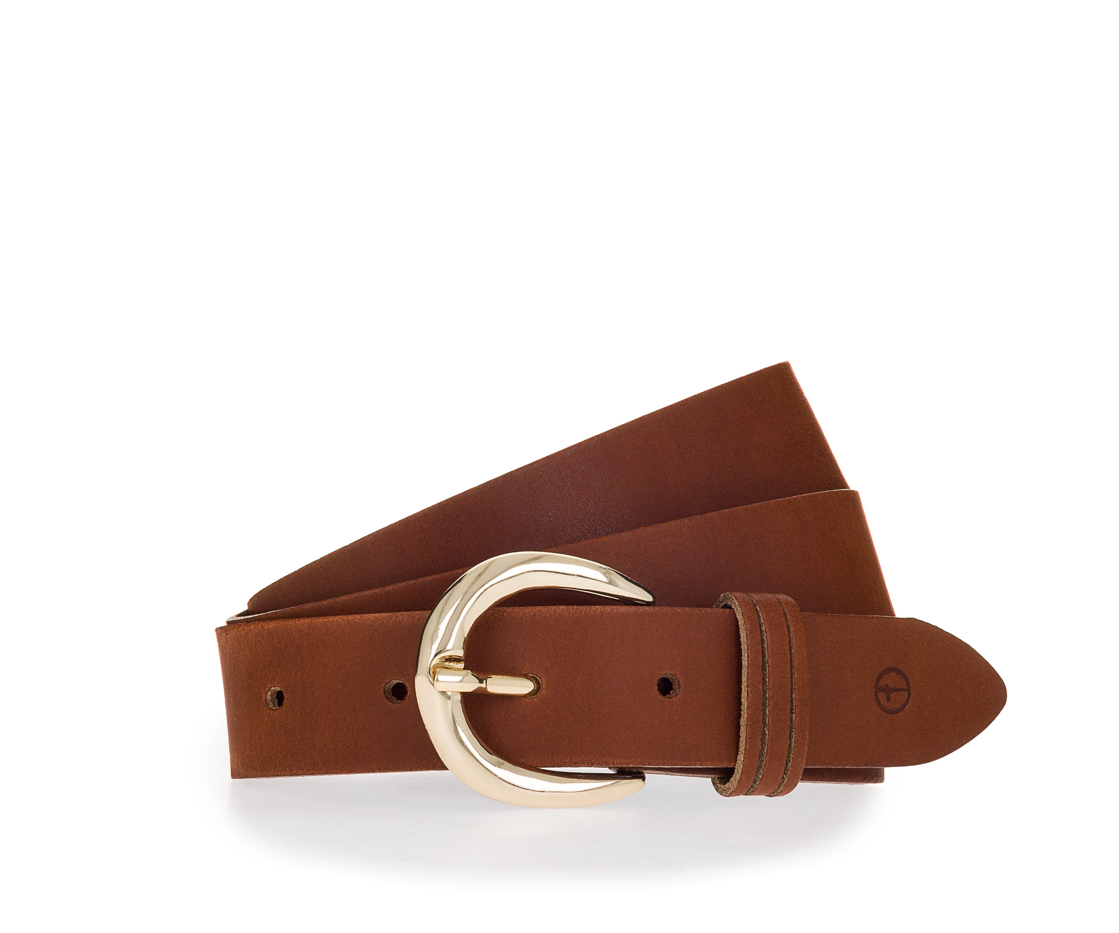 Tamaris Ledergürtel "Clara Gold" 3cm breit, schlichte Dornschnalle in Gold, dezentes Markenlogo