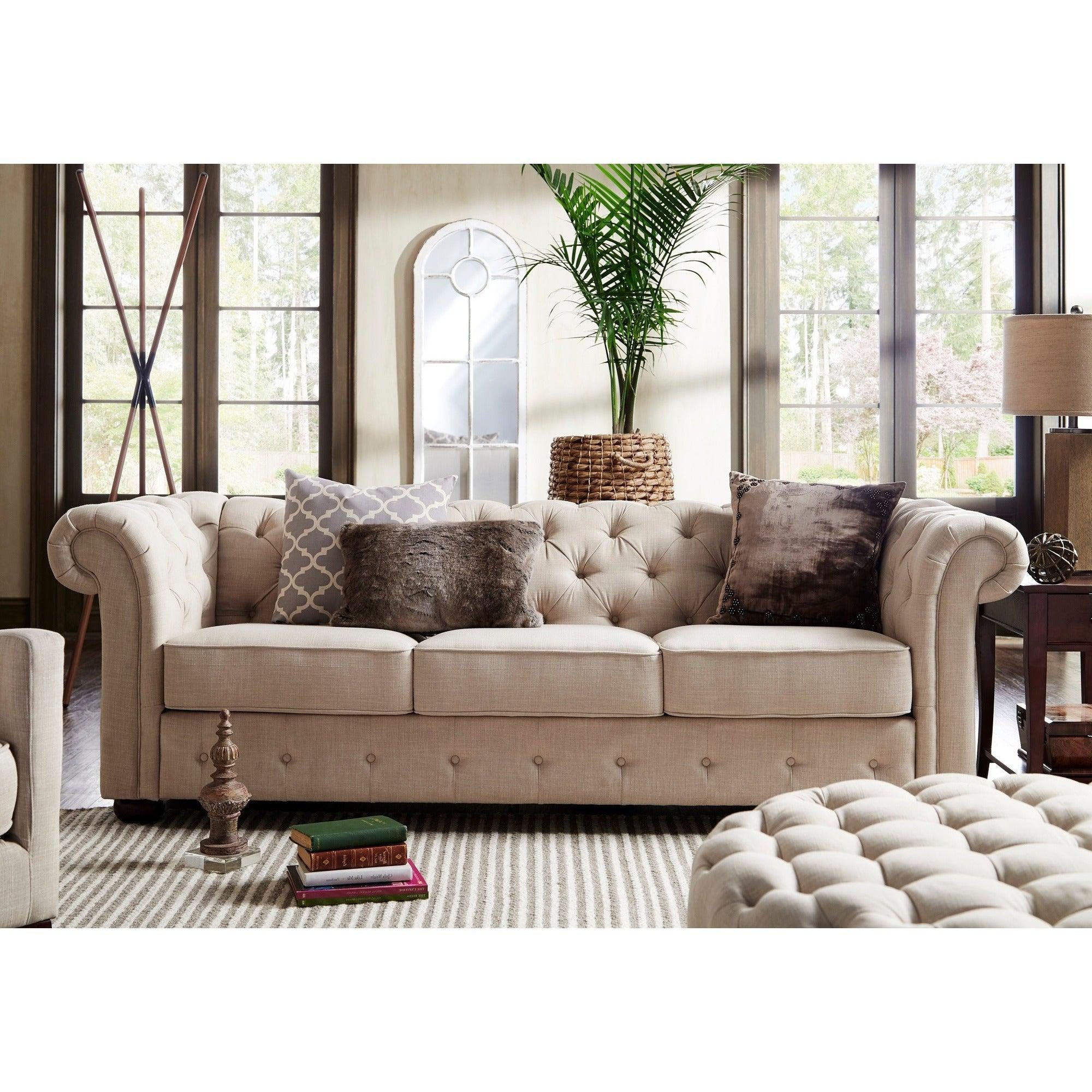 Xlmoebel Chesterfield-Sofa Chesterfield Sofa im Landhausstil aus hochwertigem Stoff, 1 Teile, Hergestellt in Europa