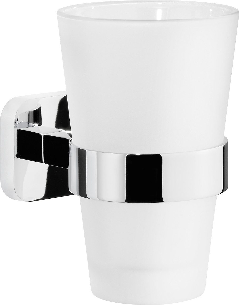 tesa Zahnputzbecher tesa Zahnputzbecher Elegaant Metall und Milchglas