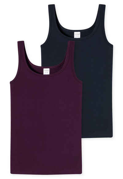 Schiesser Unterhemd 2er Pack 95/5 Organic Cotton (Spar-Set, 2-St) Unterhemd / Top - Baumwolle - Arm- und Halsausschnitt mit Einfass