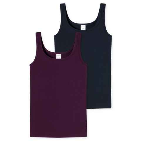 Schiesser Unterhemd 2er Pack 95/5 Organic Cotton (Spar-Set, 2-St) Unterhemd / Top - Baumwolle - Arm- und Halsausschnitt mit Einfass