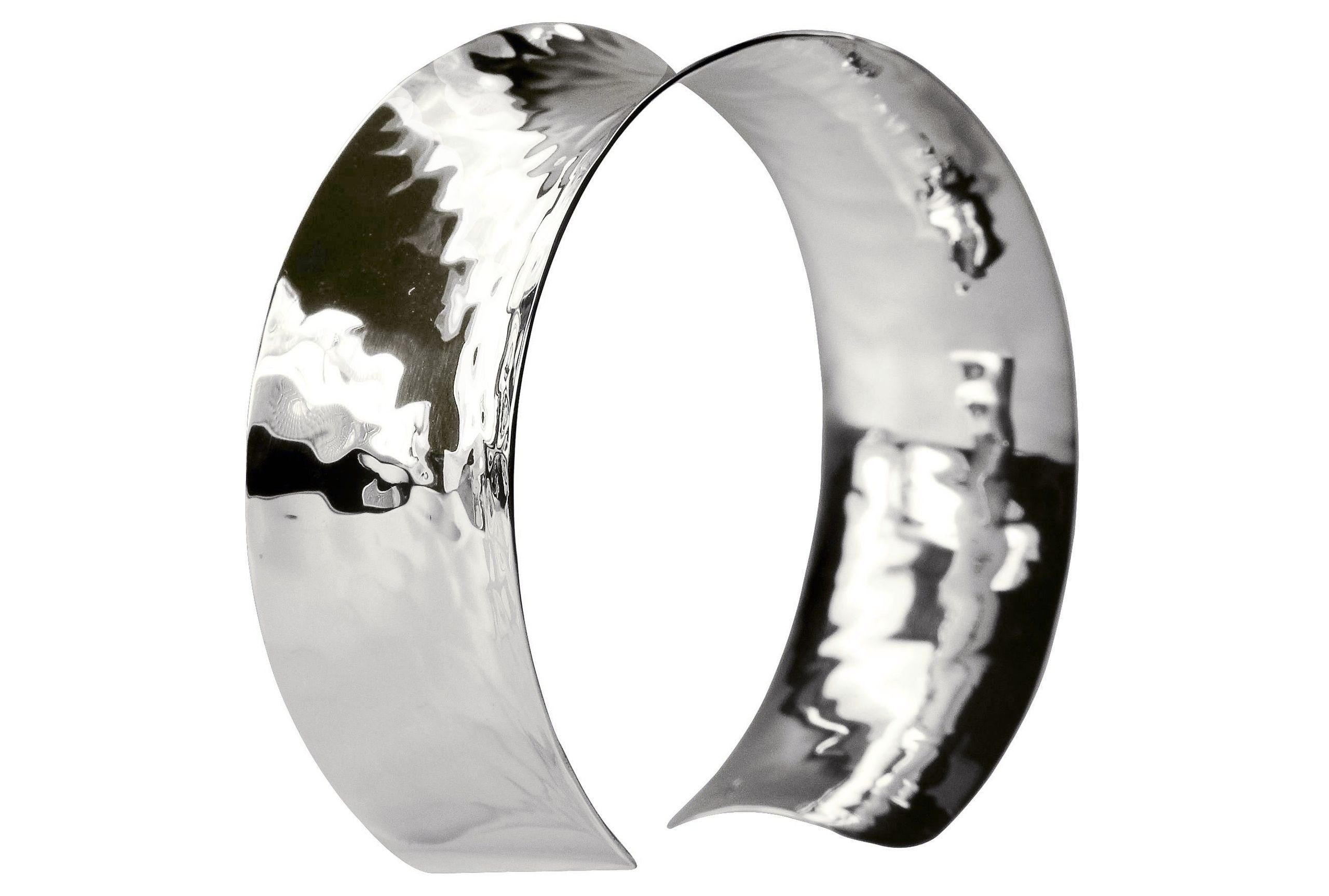 SILBERMOOS Armreif Klassischer gehämmerter Armreif, 925 Sterling Silber