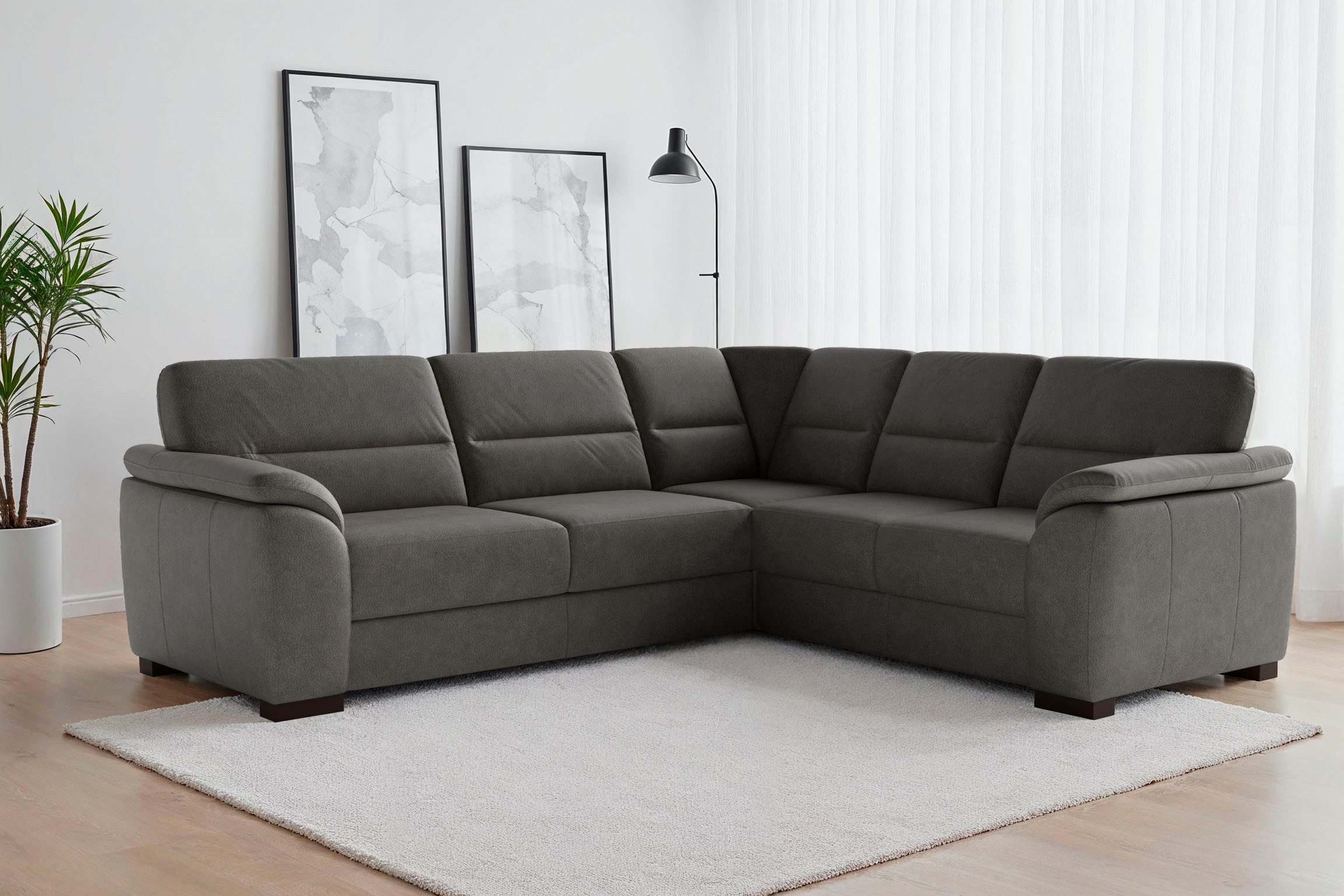 sit&more Ecksofa Montego L-Form, B: 256 cm, große Stoffauswahl, Komfortsitzhöhe 46 cm, optional Schlaffunktion und Schubkasten mit Stauraum