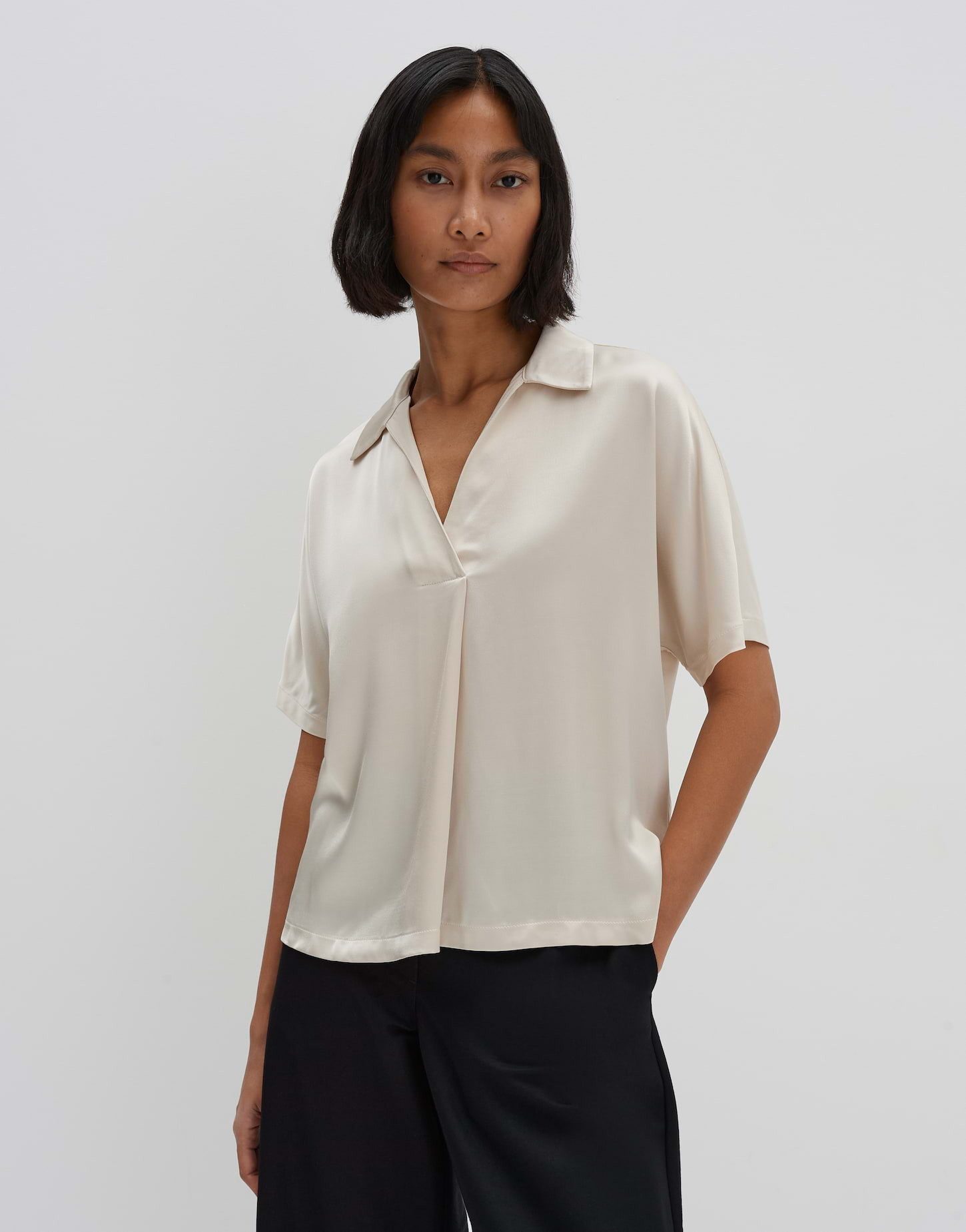 someday Kurzarmshirt KELUCY Loose im Polokragen Detail