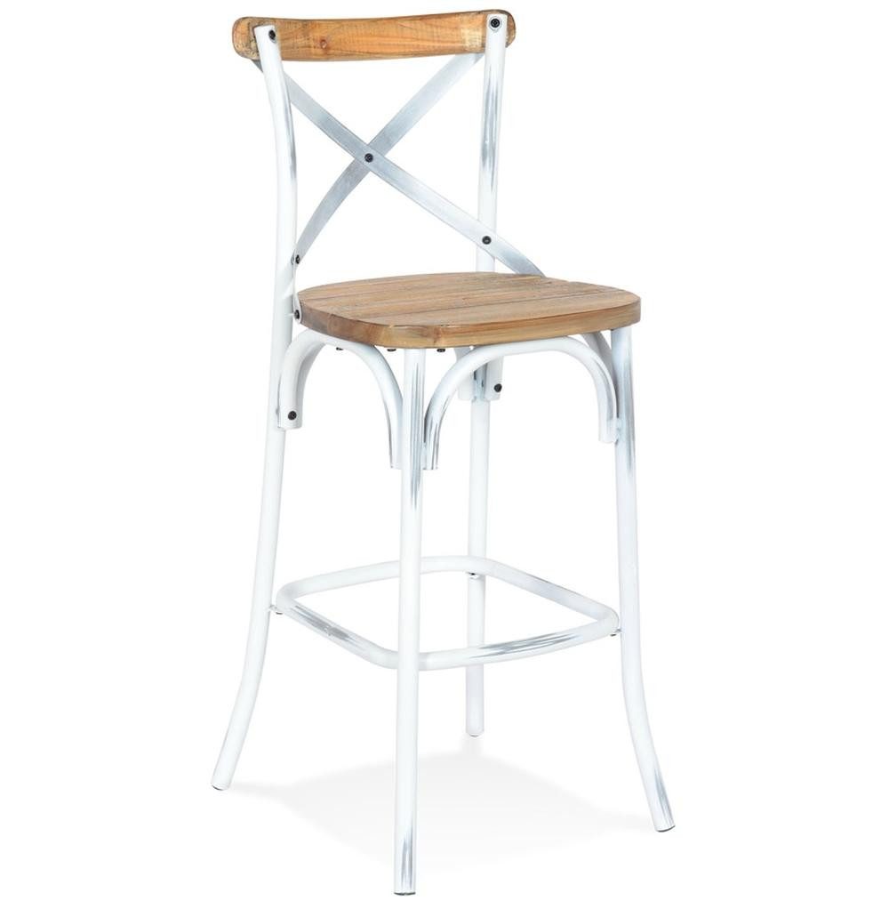 Barhocker Gealterte Walnuss Tresenhocker, Metallgestell, Retro Barstuhl, 75 cm
