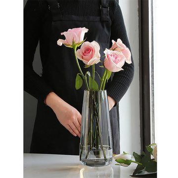 HIBNOPN Dekovase Moderne Vasen, Irisiert Kristallklar Glasvase, Blumenvase für Zuhause