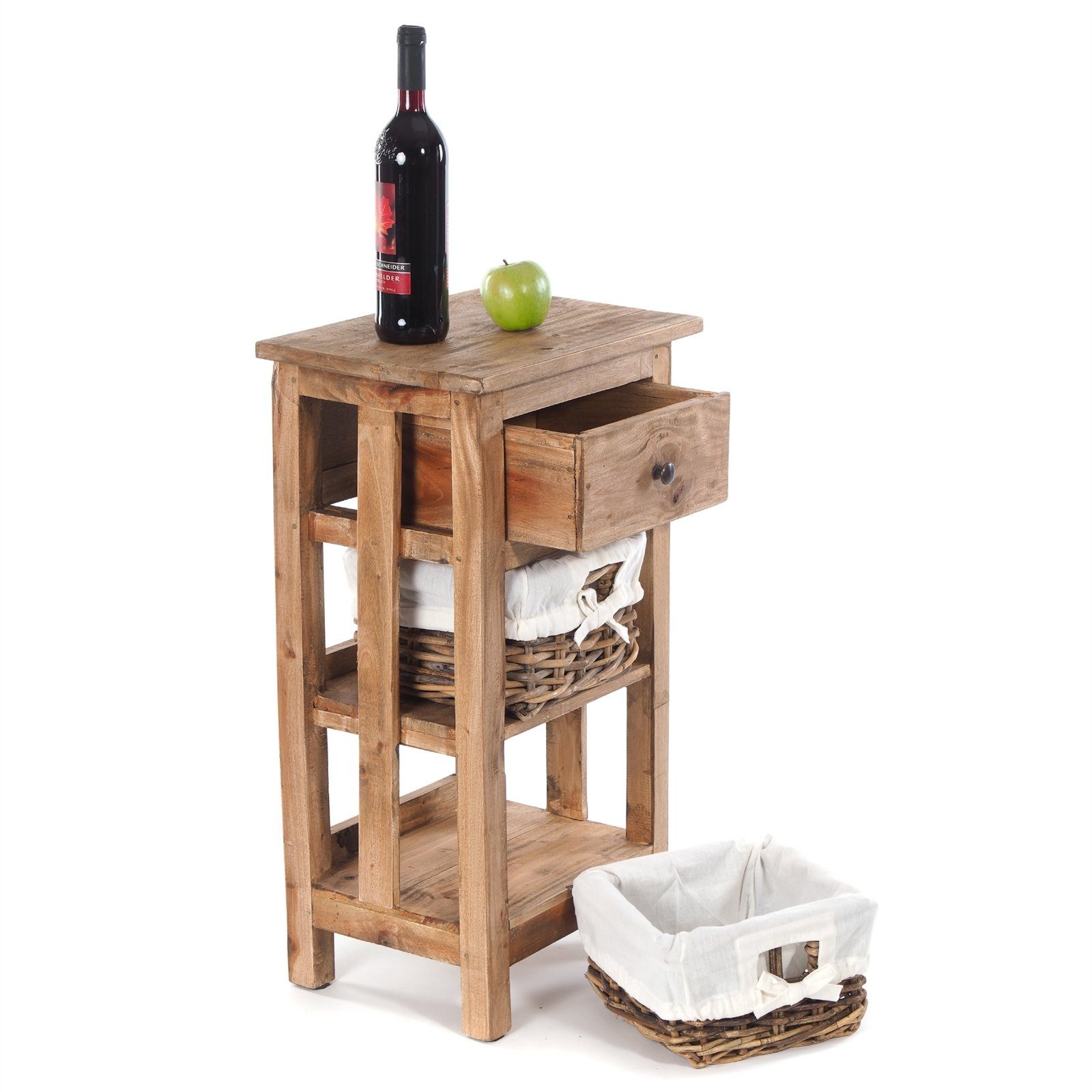 DESIGN DELIGHTS Telefontisch TELEFONTISCH "RATTAN 70", 70x38x28cm (HxBxT), Altholz massiv Beistell