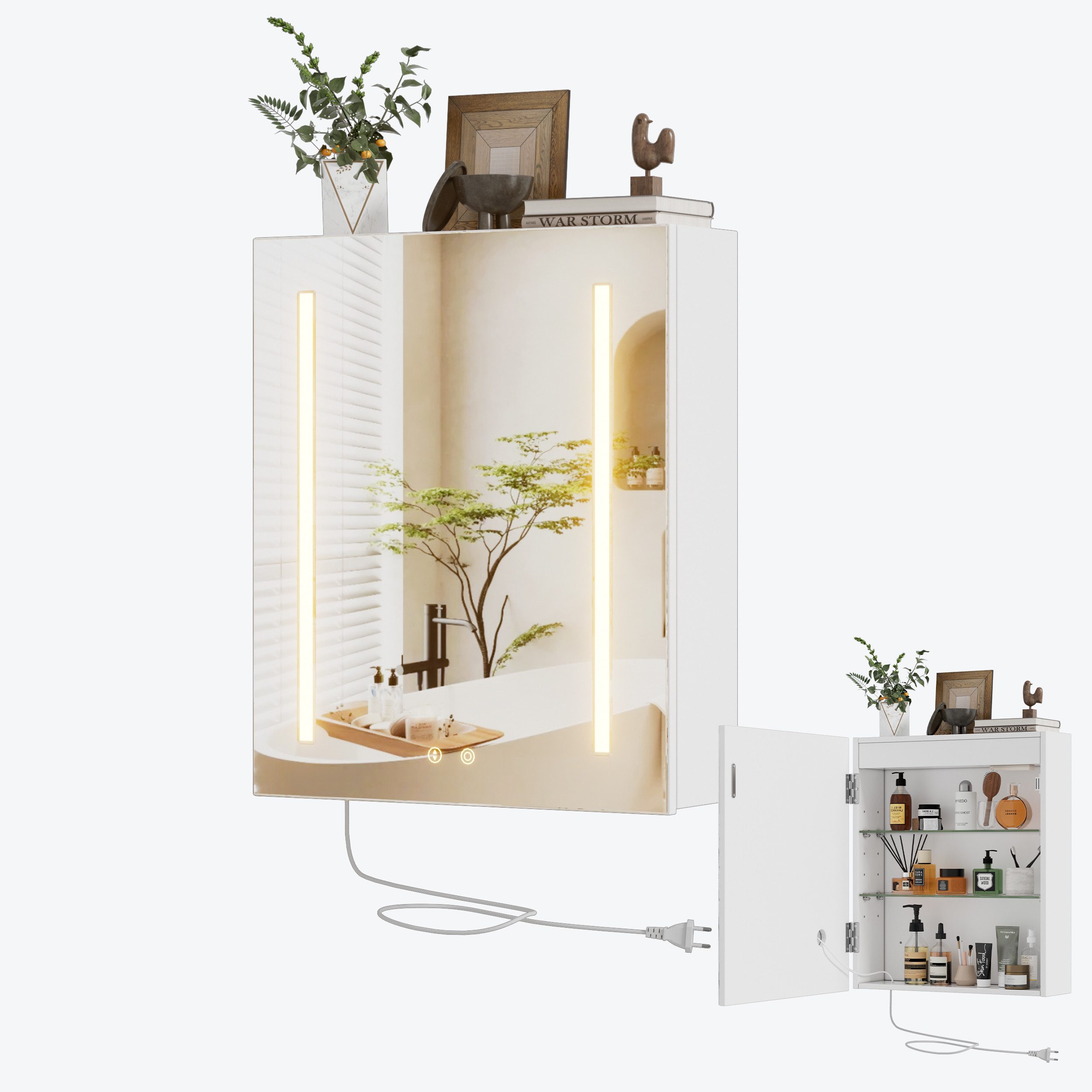 TWSOUL Badezimmerspiegelschrank mit LED-Beleuchtung & Antibeschlag,50 x 60 günstig online kaufen